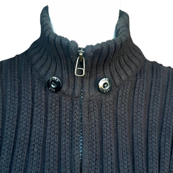 LCR 04s Black Full Zip Wool Blend Sweater Detachable Collar Buckle Detail - Picture 7 of 16